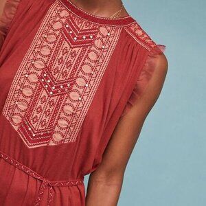 NWOT Anthropologie | Feather Bone Maroon Tunic Size S